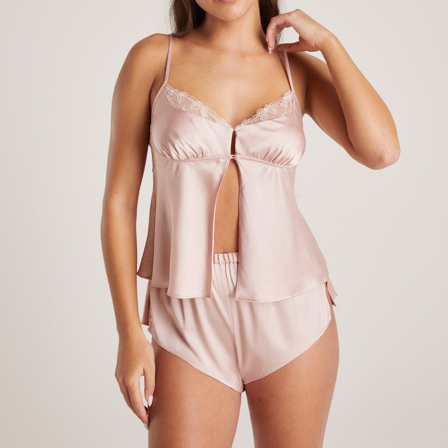 Bow Satin Cami Pajama Top - Blush