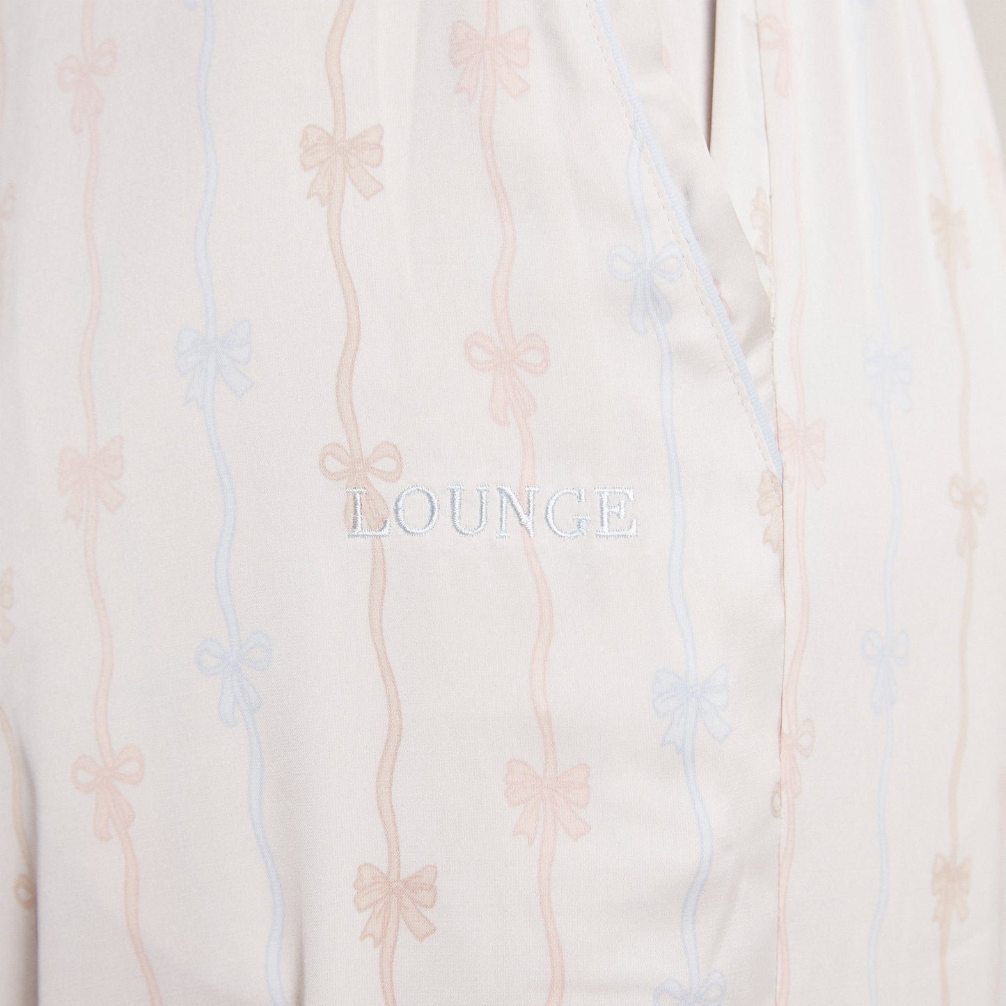 Bow Satin Pajama Pants - Pearl